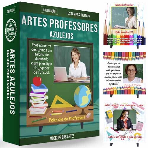 Estampas Editáveis Dia dos Professores Sublimação Azulejos