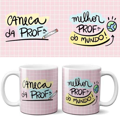 Estampas Sublimação Canecas Professores Artes Pandoca