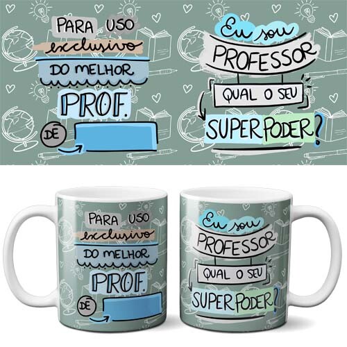 Estampas Sublimação Canecas Professores Artes Pandoca