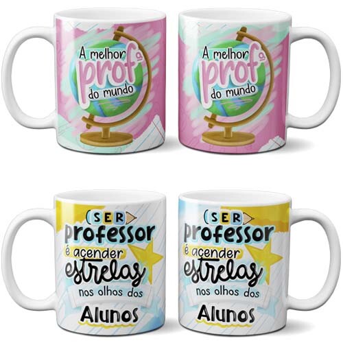 Estampas Dia Professores Sublimação Canecas Mockups Artes