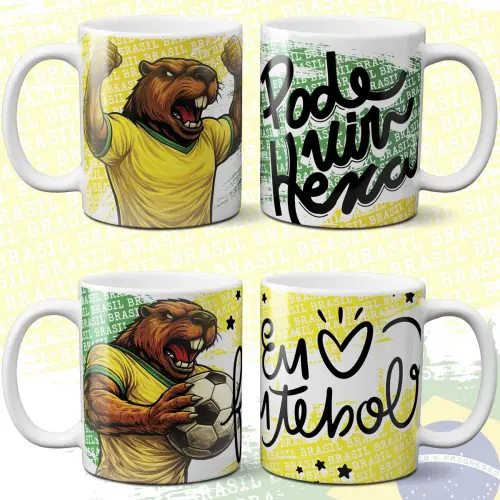 Estampas Artes Canecas Torcida Brasil Capivara Copa Mundo