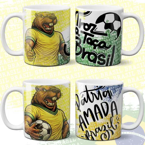 Estampas Artes Canecas Torcida Brasil Capivara Copa Mundo