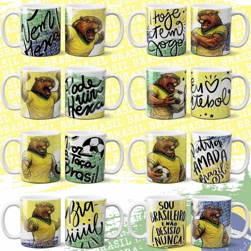 Pacote Artes Canecas Torcida Brasil Capivara Copa Mundo