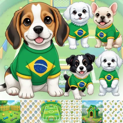 Kit Digital Artes Pet Copa do Mundo Canino Cachorros Cães