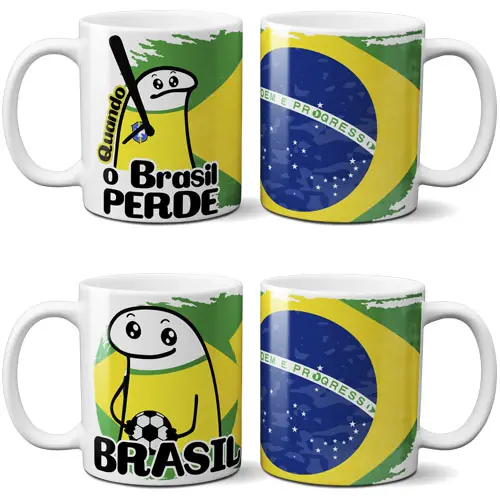 Pacote 50 Artes Canecas Flork Torcedor Brasil Copa Mockups Florks