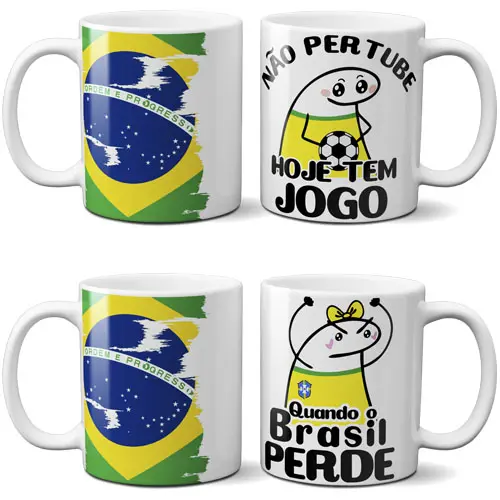 Pacote 50 Artes Canecas Flork Torcedor Brasil Copa Mockups Florks