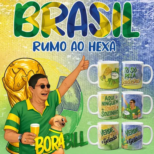 Artes Canecas Brasil Copa Sublimação 28 Estampas Png Mockups