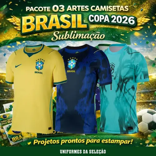 Artes Camisetas Uniformes Brasil Copa Mundo 2026 Sublimação