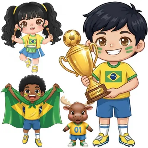 Artes Bonequinhos Cute Desenhos Torcida Brasil Copa 2026 Png