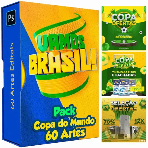 Artes Editáveis Banners Flyers Brasil Copa Mundo Futebol Psd