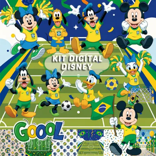 Artes Disney Copa do Mundo Turma Mickey Kit Digital Png