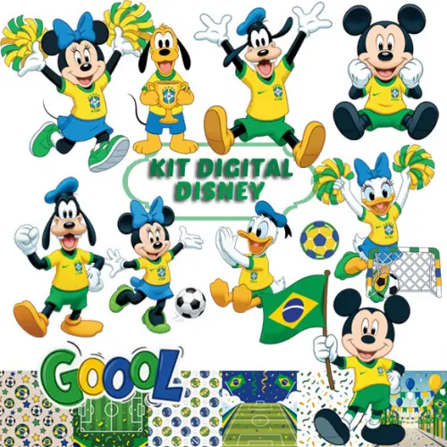 Artes Disney Copa do Mundo Turma Mickey Kit Digital Png