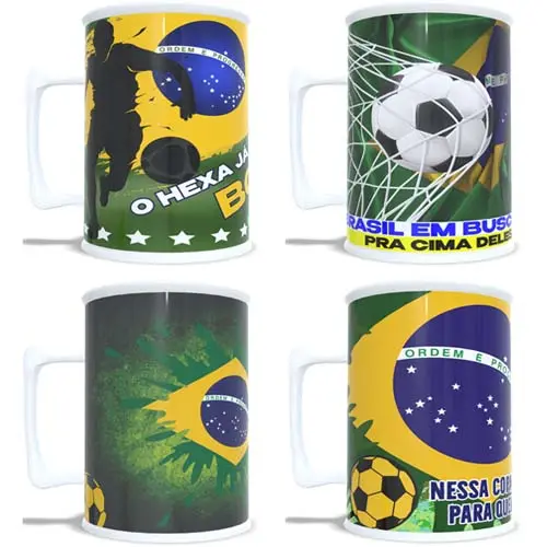 Estampas Brasil Copa Canecas Copos Chopp Sublimação Mockups