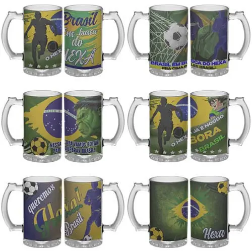 Estampas Brasil Copa Canecas Copos Chopp Sublimação Mockups