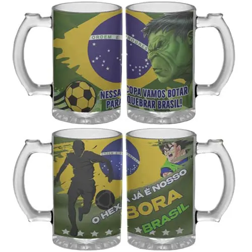 Estampas Brasil Copa Canecas Copos Chopp Sublimação Mockups