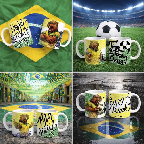 Estampas Artes Canecas Torcida Brasil Capivara Copa Mundo