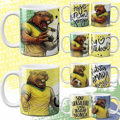 Estampas Artes Canecas Torcida Brasil Capivara Copa Mundo