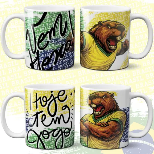 Estampas Artes Canecas Torcida Brasil Capivara Copa Mundo