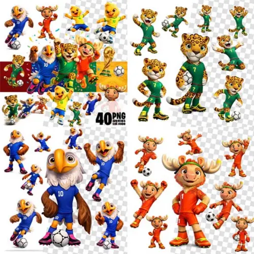 Kit Digital Artes Mascotes Copa do Mundo 2026 Kit Digital