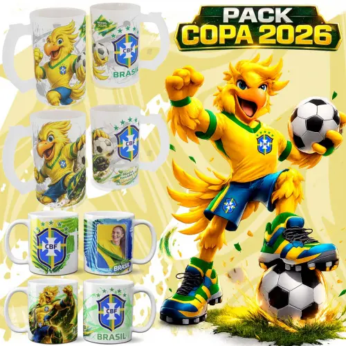 Kit Digital Artes Canecas Brasil Copa Sublimação Combo Png