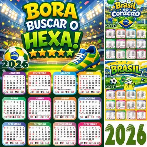 Kit Digital Png Calendários 2026 Copa Mundo Futebol Artes
