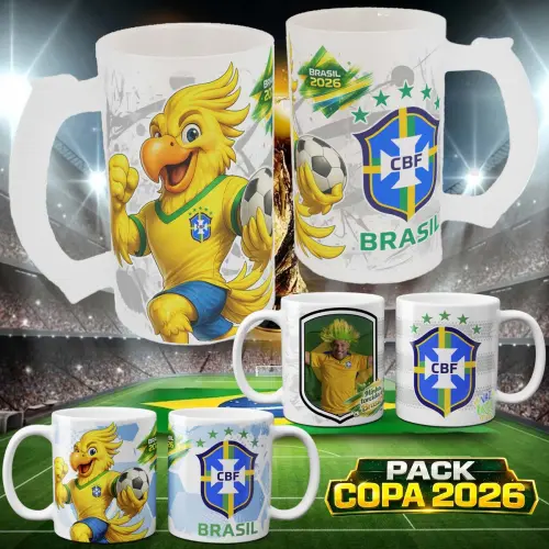 Pack Artes Canecas Brasil Copa Sublimação Combo Estampas Png