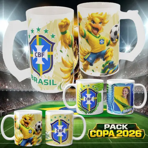 Pack Artes Canecas Brasil Copa Sublimação Combo Estampas Png