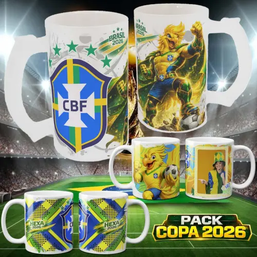 Pack Artes Canecas Brasil Copa Sublimação Combo Estampas Png