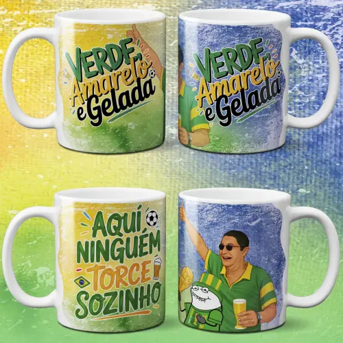 Pack Artes Canecas Brasil Copa Sublimação 28 Estampas Png