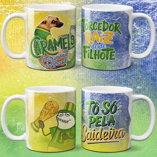 Pack Artes Canecas Brasil Copa Sublimação 28 Estampas Png