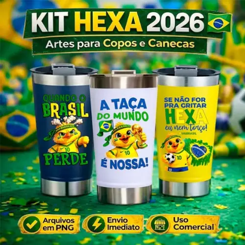 Pack Artes Brasil Copa Mundo Sublimação Copos Canecas Taças