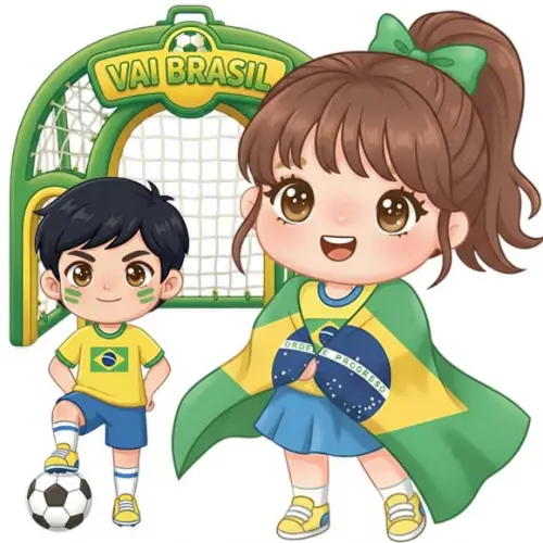 Pack Artes Bonequinhos Cute Desenhos Torcida Brasil Copa