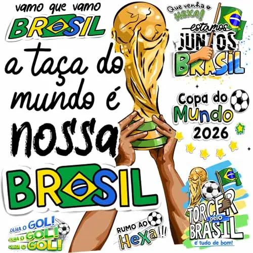 Pack Artes Frases Coloridas Pandoca Copa Mundo 2026 Brasil