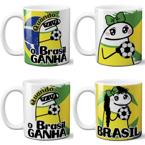 Pacote 50 Artes Canecas Flork Torcedor Brasil Copa Mockups