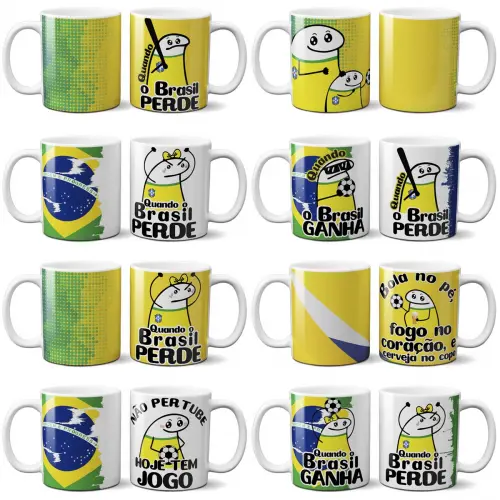 Pacote 50 Artes Canecas Flork Torcedor Brasil Copa Mockups