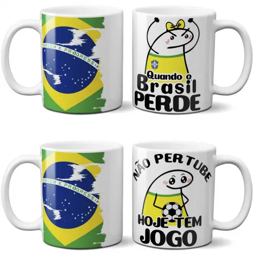 Pacote 50 Artes Canecas Flork Torcedor Brasil Copa Mockups