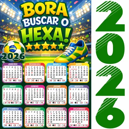 Pacote Artes Calendários 2026 Png Copa Mundo Futebol