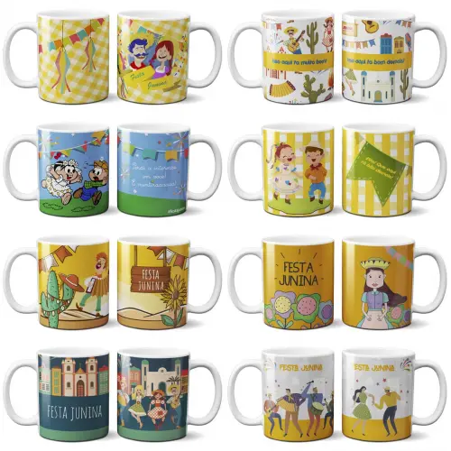 Artes Canecas Festa Junina Sublimação Estampas Mockups