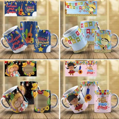 Artes Canecas Festa Junina Arraiá 10 Estampas Png Mockups
