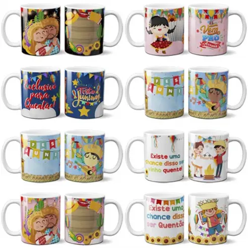 Artes Canecas Festa Junina Arraiá 10 Estampas Png Mockups