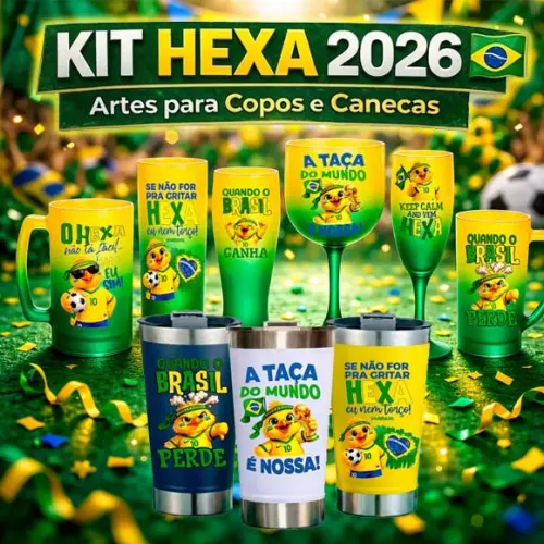 Pacote Artes Brasil Copa Mundo Garrafinhas Copos Canecas