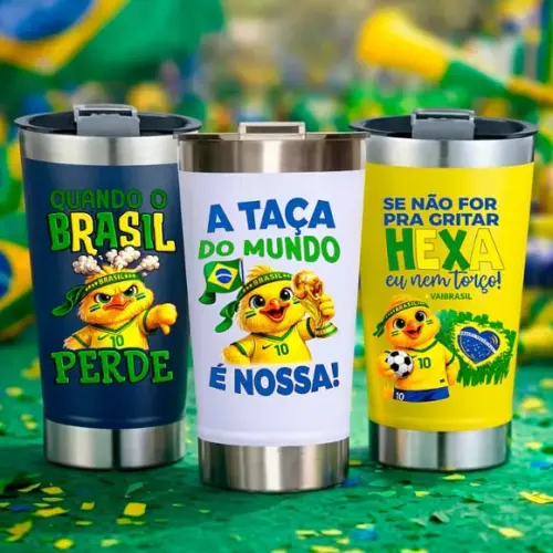 Pacote Artes Brasil Copa Mundo Garrafinhas Copos Canecas