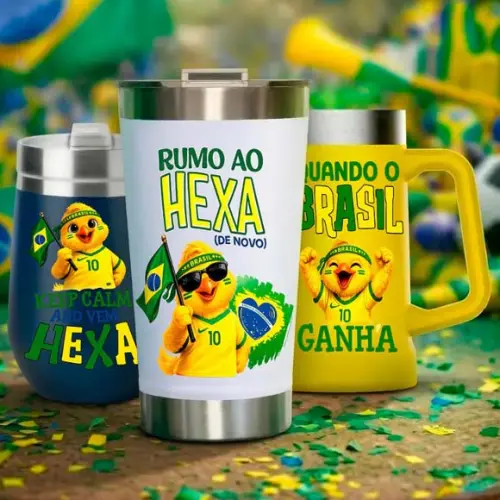 Pacote Artes Brasil Copa Mundo Garrafinhas Copos Canecas