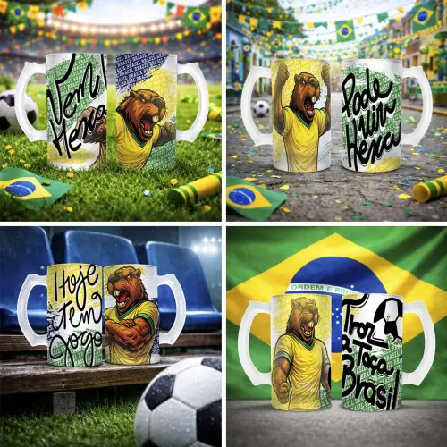 Pacote Artes Brasil Copa Mundo Canecas Chopp Capivaras