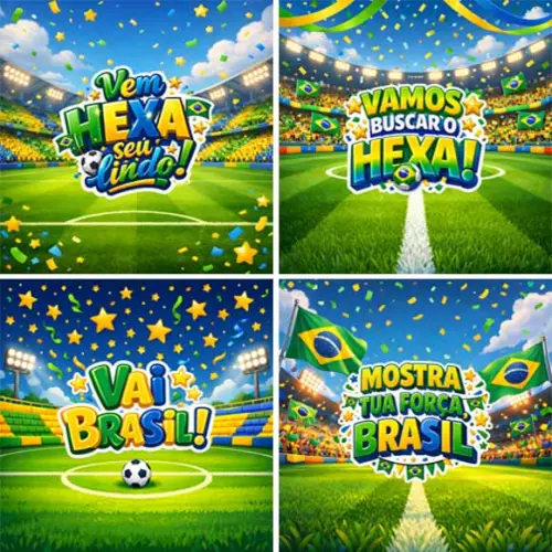 Pacote Artes Brasil Copa Mundo 2026 Quadradas Redondas Png