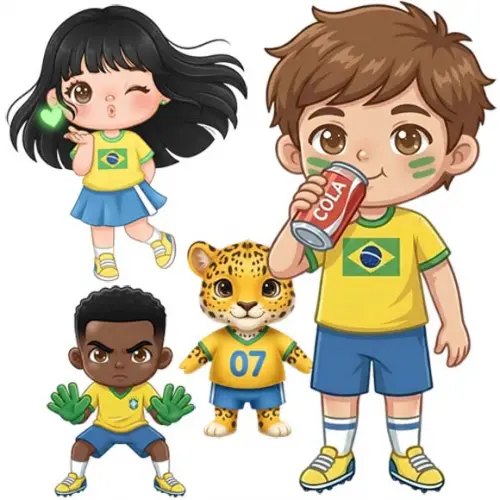 Pacote Artes Bonequinhos Cute Desenhos Torcida Brasil Copa