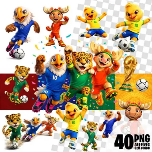 Pacote Artes Mascotes Copa do Mundo 2026 Kit Digital Desenho