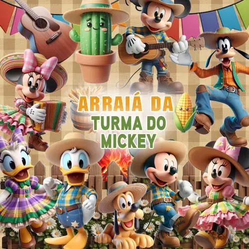 Artes Festa Junina Disney Mickey Kit Digital Png Sublimação