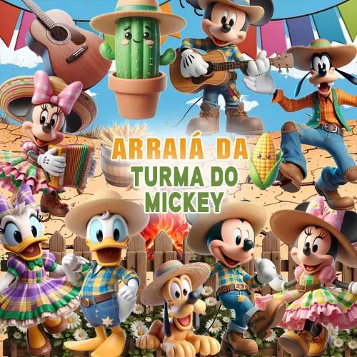 Artes Festa Junina Disney Mickey Kit Digital Png Sublimação