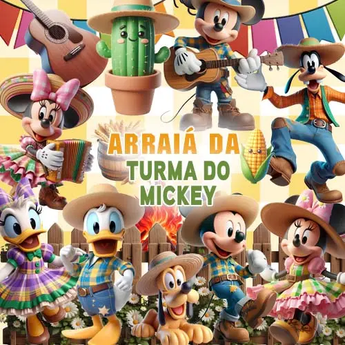 Artes Festa Junina Disney Mickey Kit Digital Png Sublimação